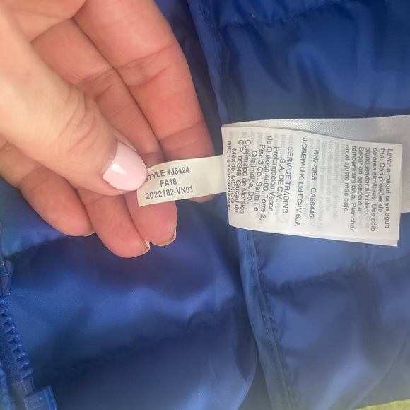 NEW J. Crew Crewcuts Blue Quilted Boys Winter Primaloft Jacket, Sz 4 - 5 - Picture 4 of 5